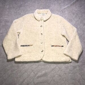 Orvis Women's Warm Sherpa Oatmeal Sweater Jacket Tapestry Button Up Size‎ Small